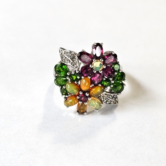 Gorgeous Genuine Gemstone Ring in Rhodium over Sterling Silver Sz 9.5! - Picture 3 of 9